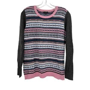 Talbots Petite lambswool fair isle winter knit sweater women’s